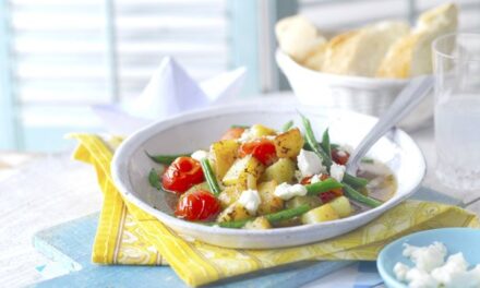 Stewed vegetables with feta cheese