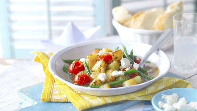 Stewed vegetables with feta cheese