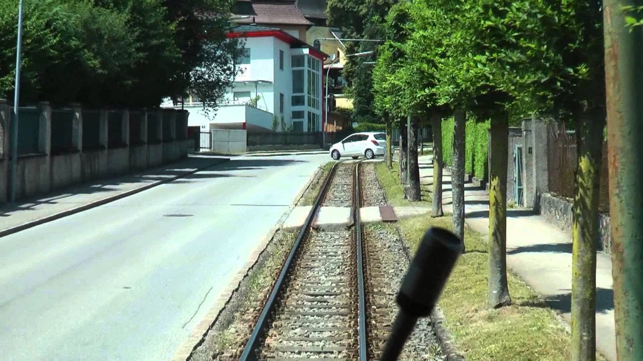 Climbing Light Rail Tram in Gmunden Austria