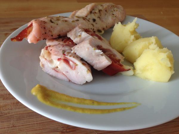 Chicken breast stuffed with ham and cheese