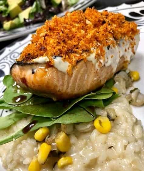 Baked salmon with orange and Parmesan crust