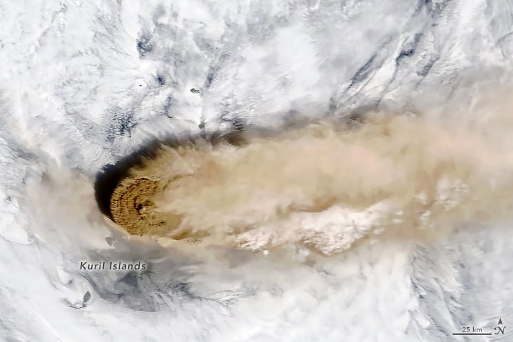 First Raikoke Volcano Erupting for the First Time in 95 Years