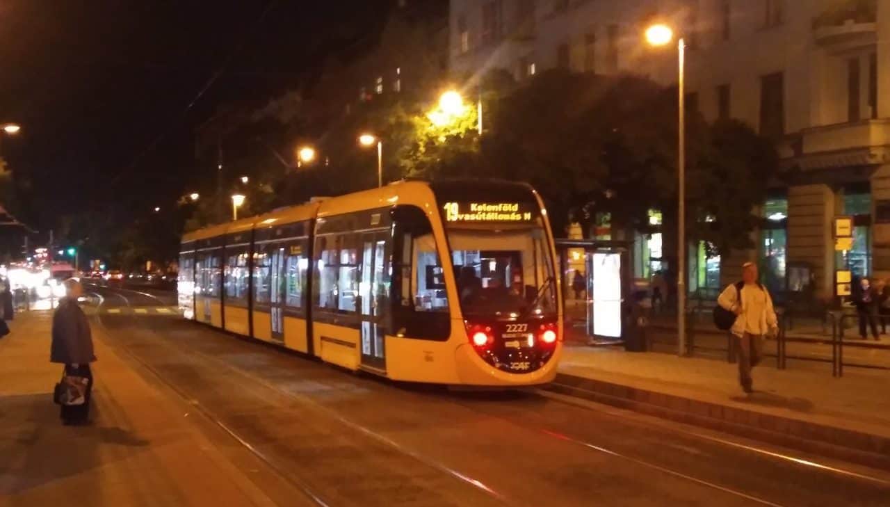 Light Rail tram in Budapest Hungary