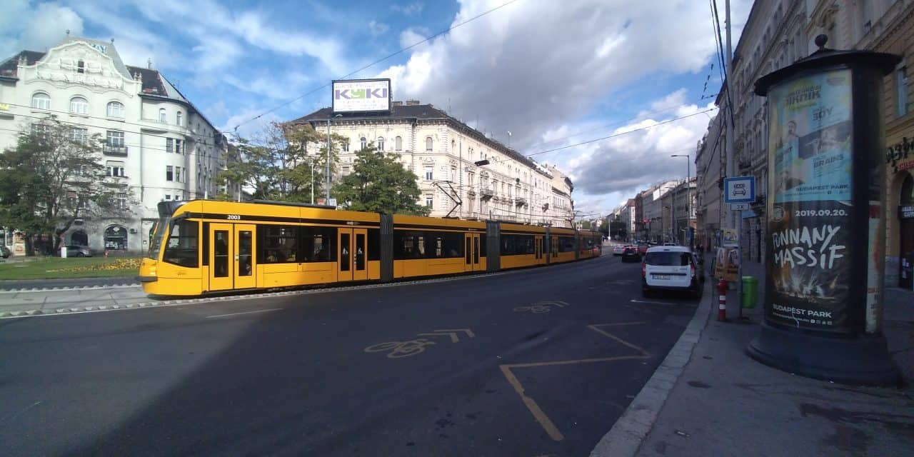 Worlds longest light rail tram in Budapest Hungary