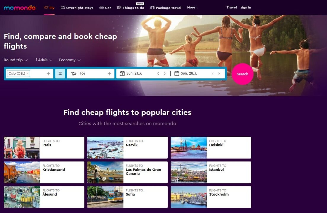Momondo lets you compare the flights so that you make sure to save money on your travel